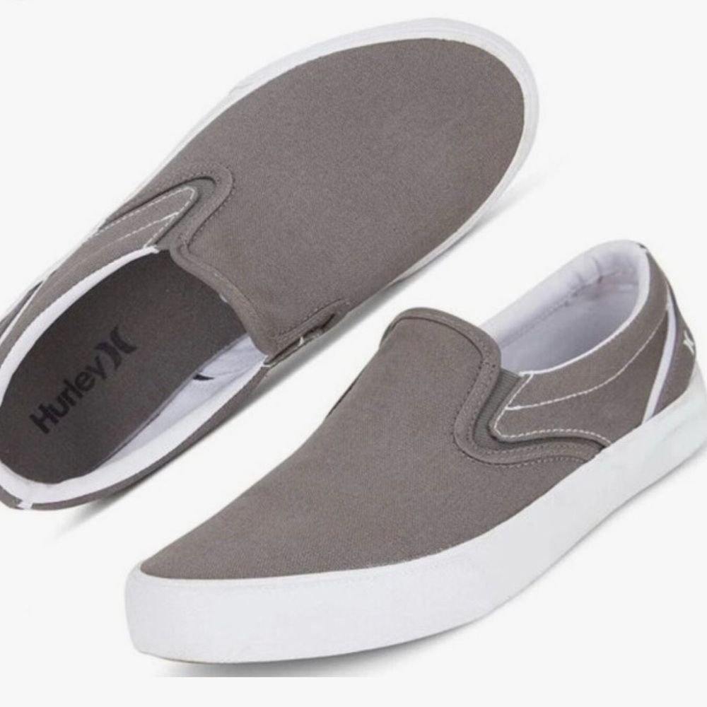 NEW Hurley Men's Arlo Canvas Slip-on Casual Canvas Sneakers, GRAY or BLACK 12